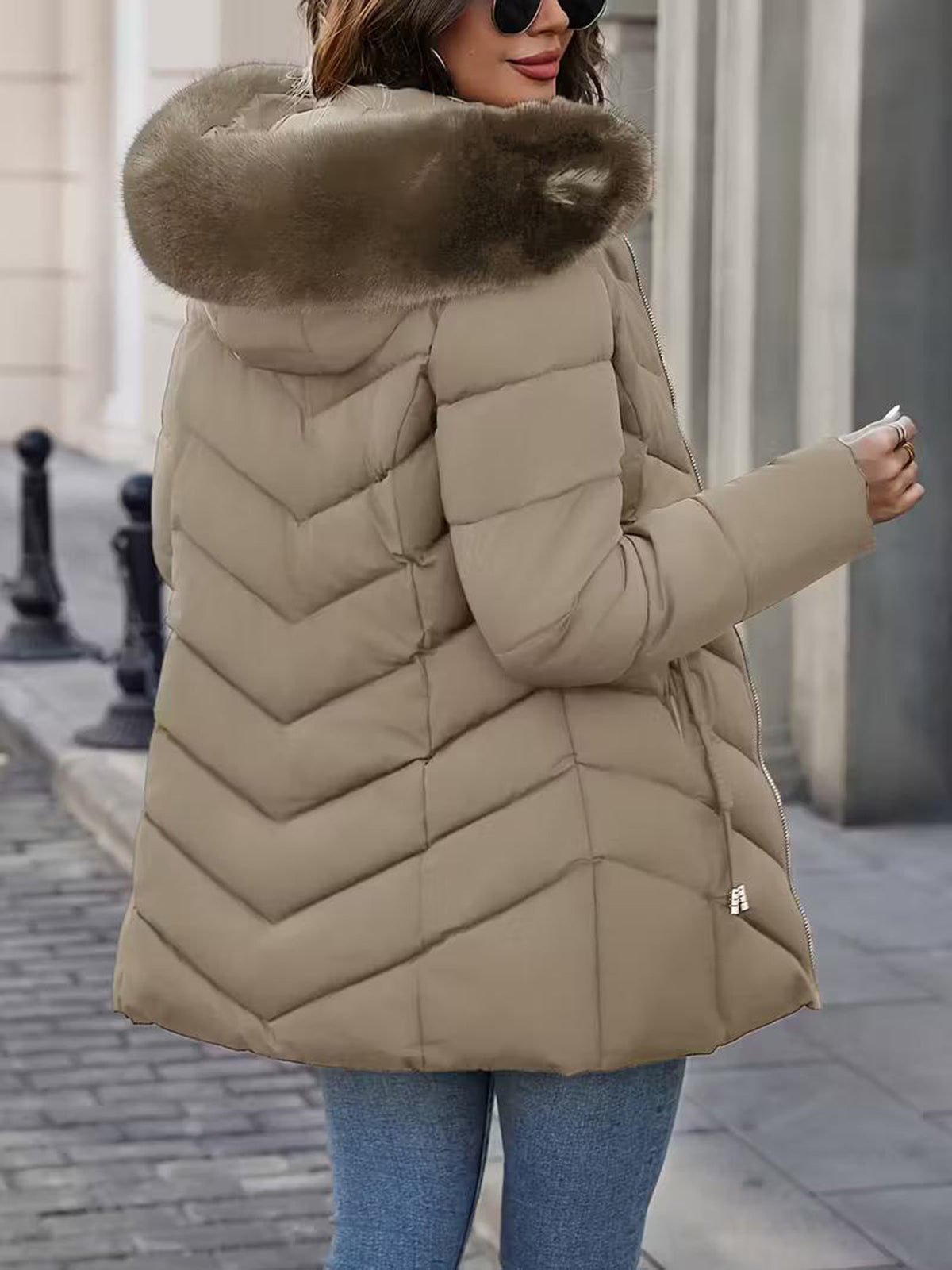Parka Midi Acolchada con Capucha de Pelo ROHPPER